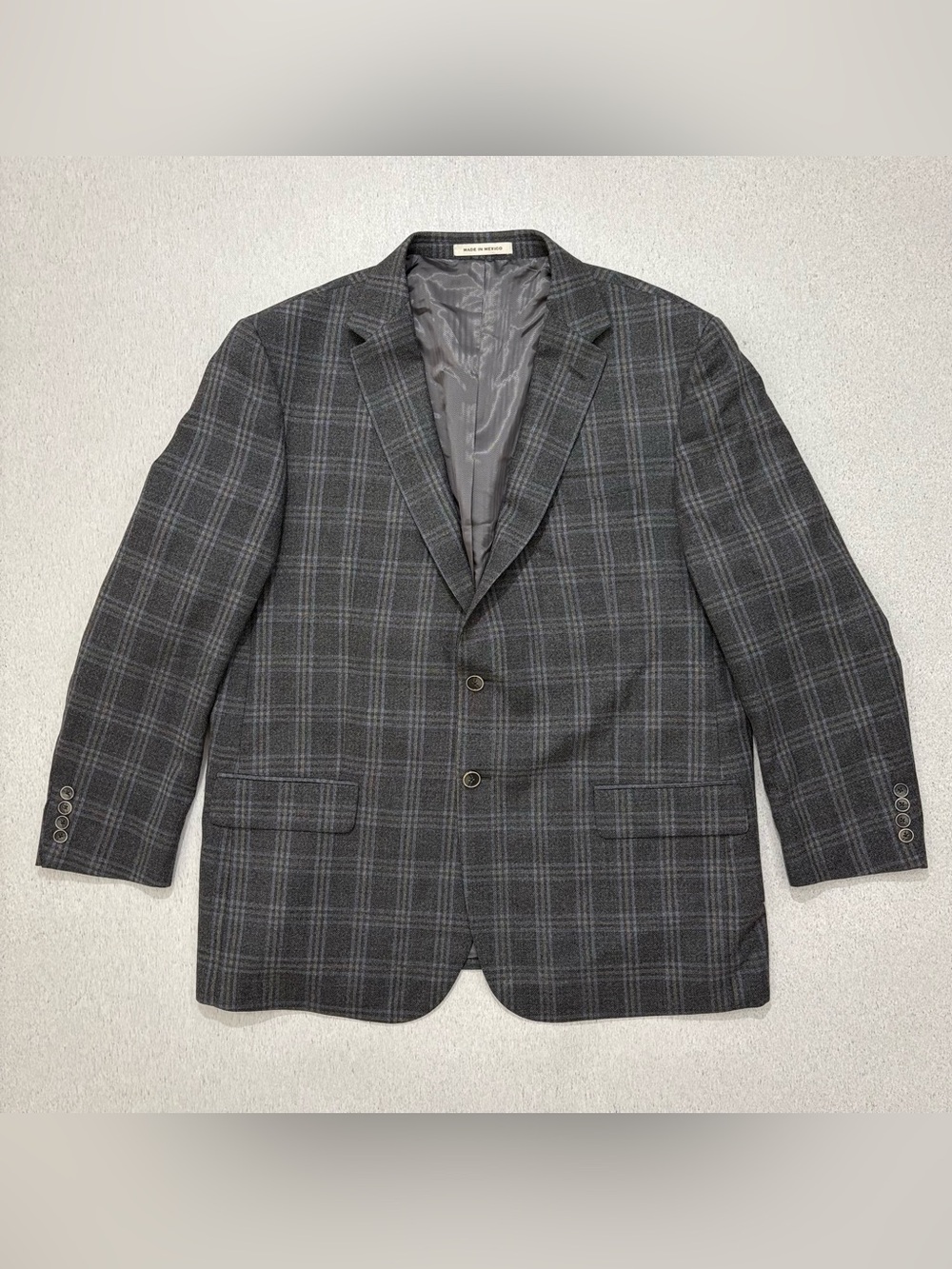 Joseph Abboud Signature Blazer Men 48R Gray Windowpane Reda Wool Tailored Fit